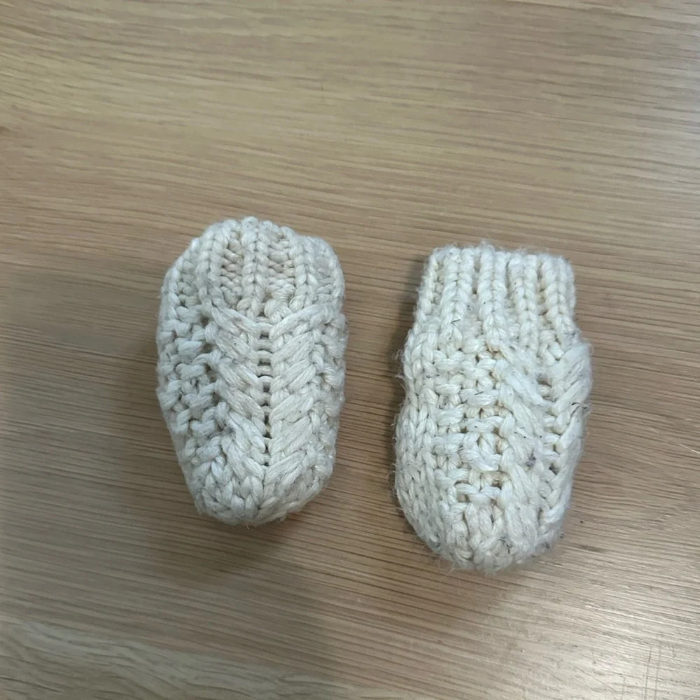 The North Face Cream Knit Mittens